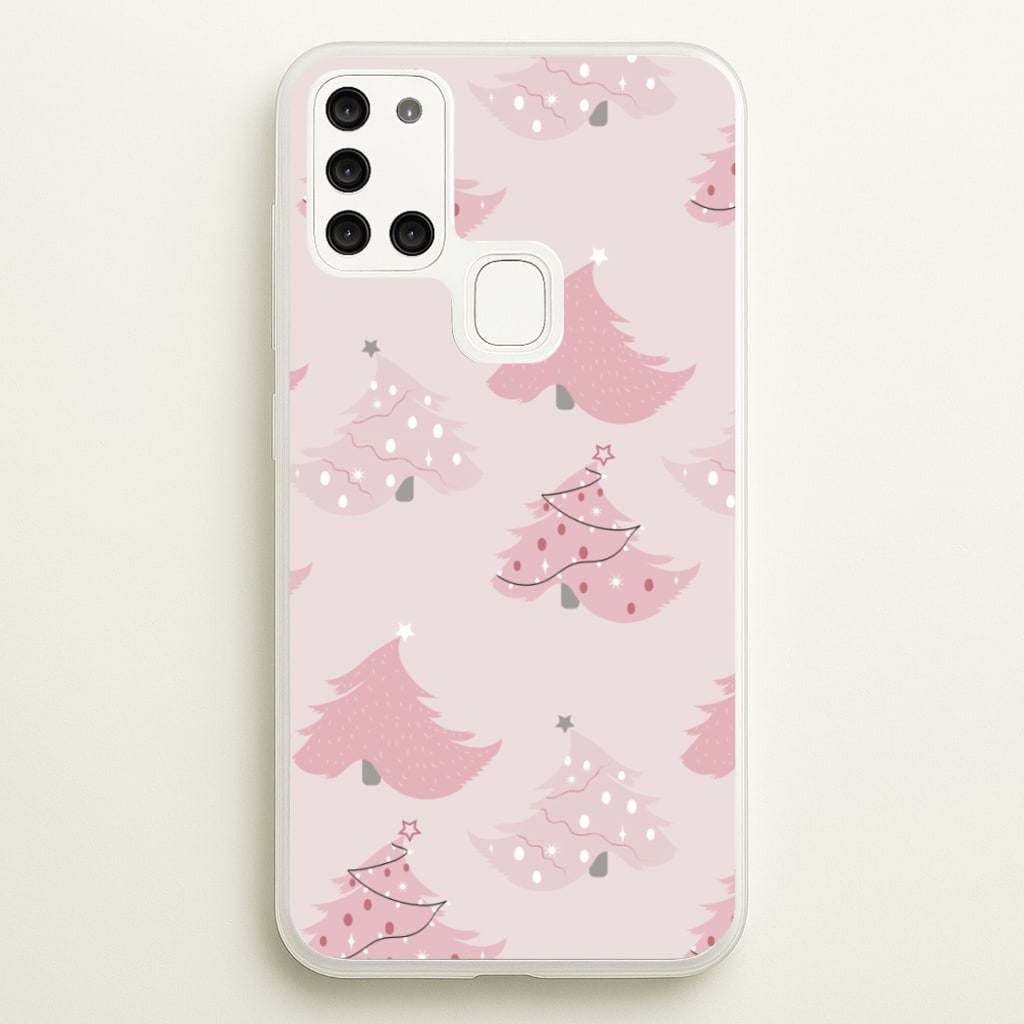 Pink Christmas Tree Pattern - Christmas Phone Case for Galaxy A21s