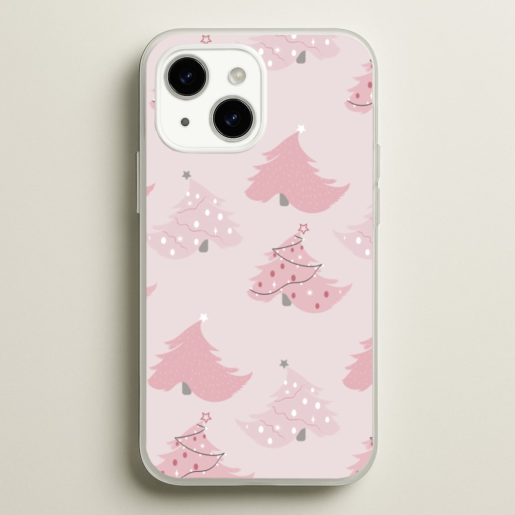 Pink Christmas Tree Pattern - Christmas Phone Case for iPhone 15