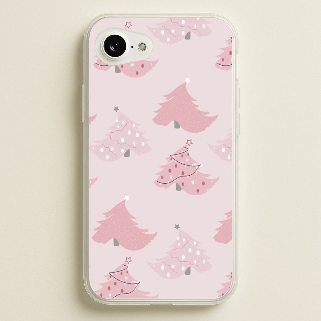 Pink Christmas Tree Pattern - Christmas Phone Case for iPhone 16e