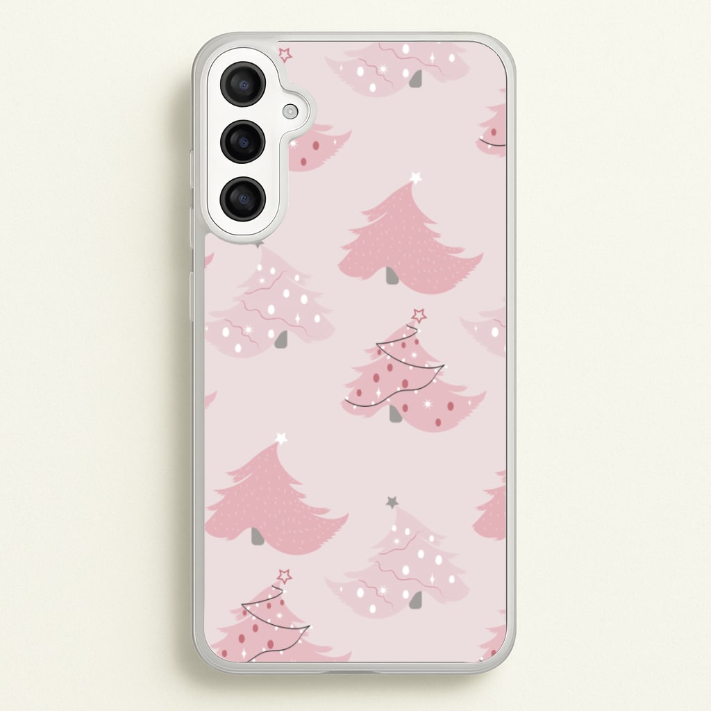 Pink Christmas Tree Pattern - Christmas Phone Case for Galaxy A34