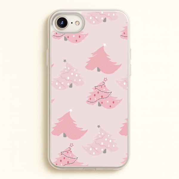 Pink Christmas Tree Pattern - Christmas Phone Case for iPhone 6 / 7 / 8 / SE