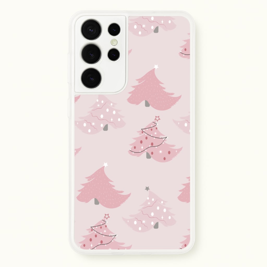 Pink Christmas Tree Pattern - Christmas Phone Case for Galaxy S21 Ultra
