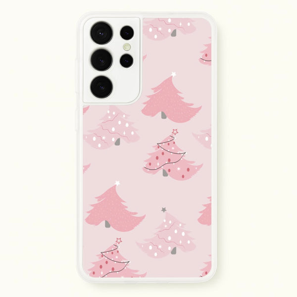 Pink Christmas Tree Pattern - Christmas Phone Case for Galaxy S21 Ultra