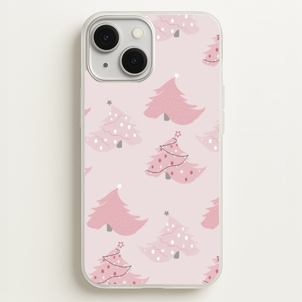 Pink Christmas Tree Pattern - Christmas Phone Case for iPhone 13 Mini