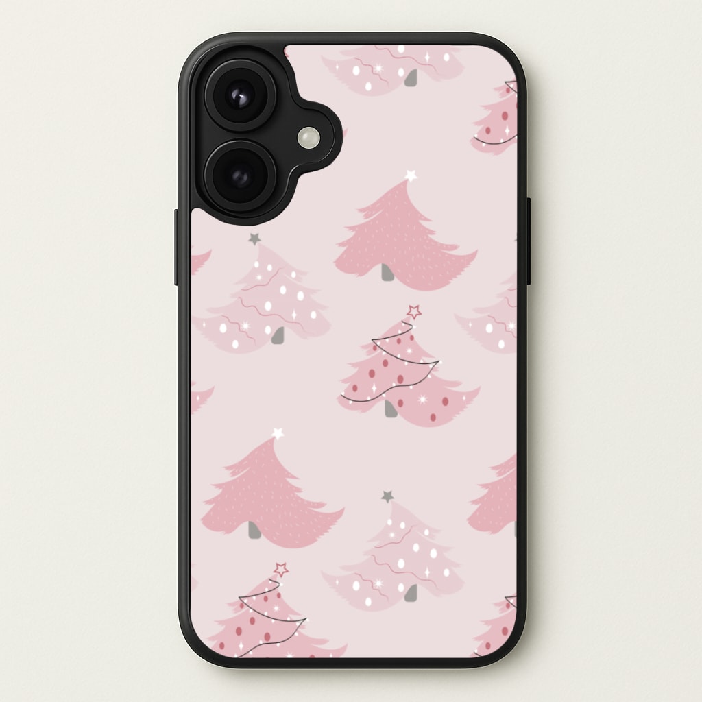 Pink Christmas Tree Pattern Phone Case for iPhone 17