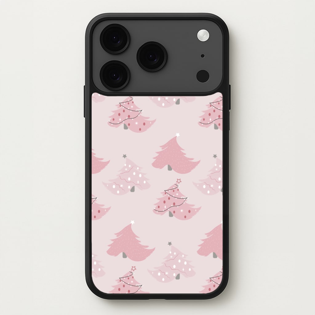 Pink Christmas Tree Pattern Phone Case for iPhone 17 Pro