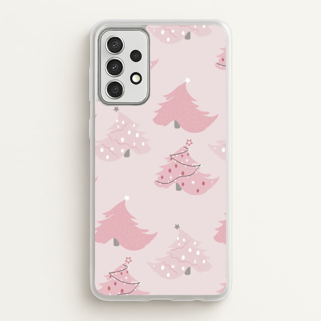 Pink Christmas Tree Pattern - Christmas Phone Case for Galaxy A52 / A52s