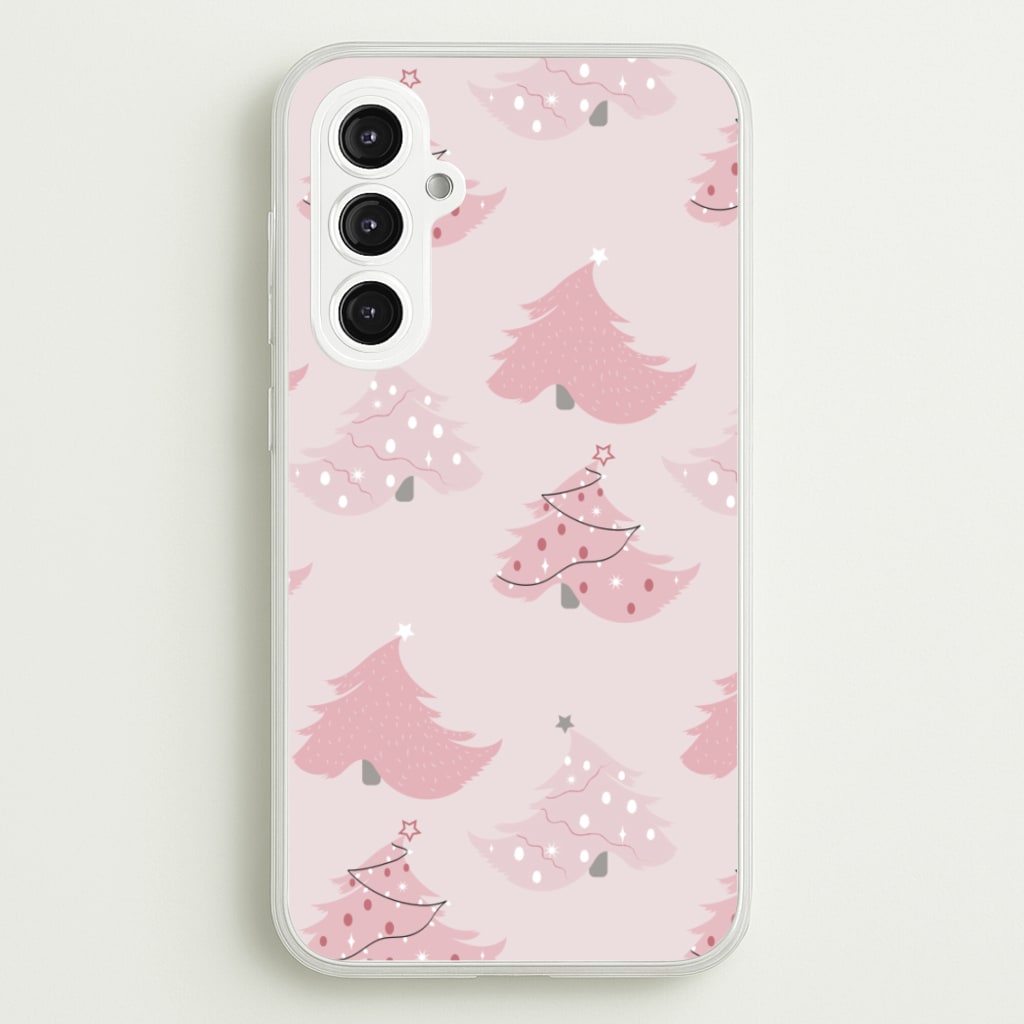 Pink Christmas Tree Pattern - Christmas Phone Case for Galaxy S23FE
