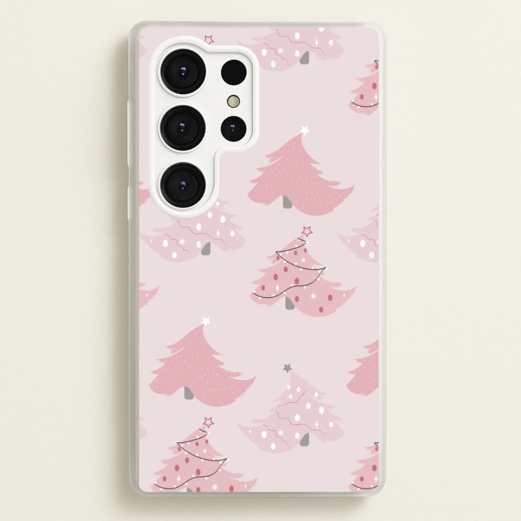 Pink Christmas Tree Pattern - Christmas Phone Case for Galaxy S25 Ultra