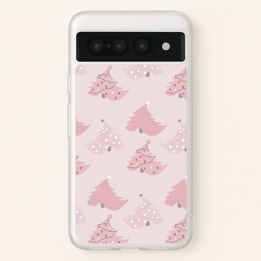 Pink Christmas Tree Pattern - Christmas Phone Case for Google Pixel 7 Pro