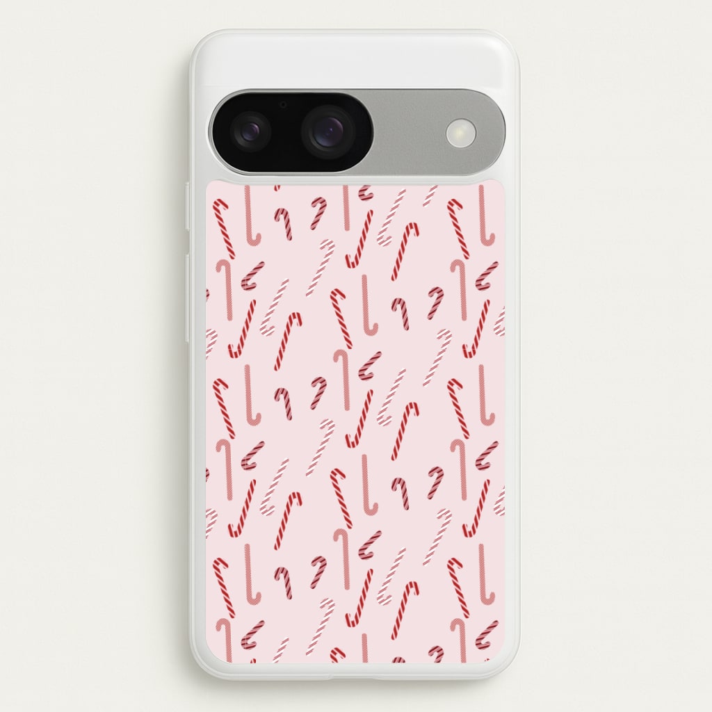Pink Candycane Christmas Pattern - Christmas Phone Case for Google Pixel 9 / 9 Pro