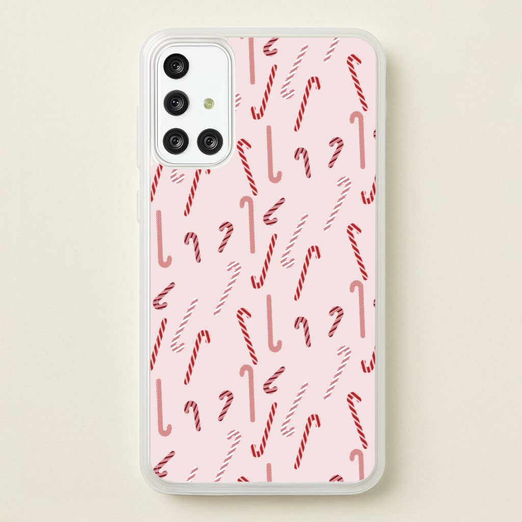 Pink Candycane Christmas Pattern - Christmas Phone Case for Galaxy A71