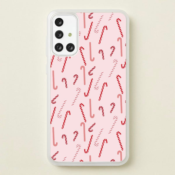 Pink Candycane Christmas Pattern - Christmas Phone Case for Galaxy A71