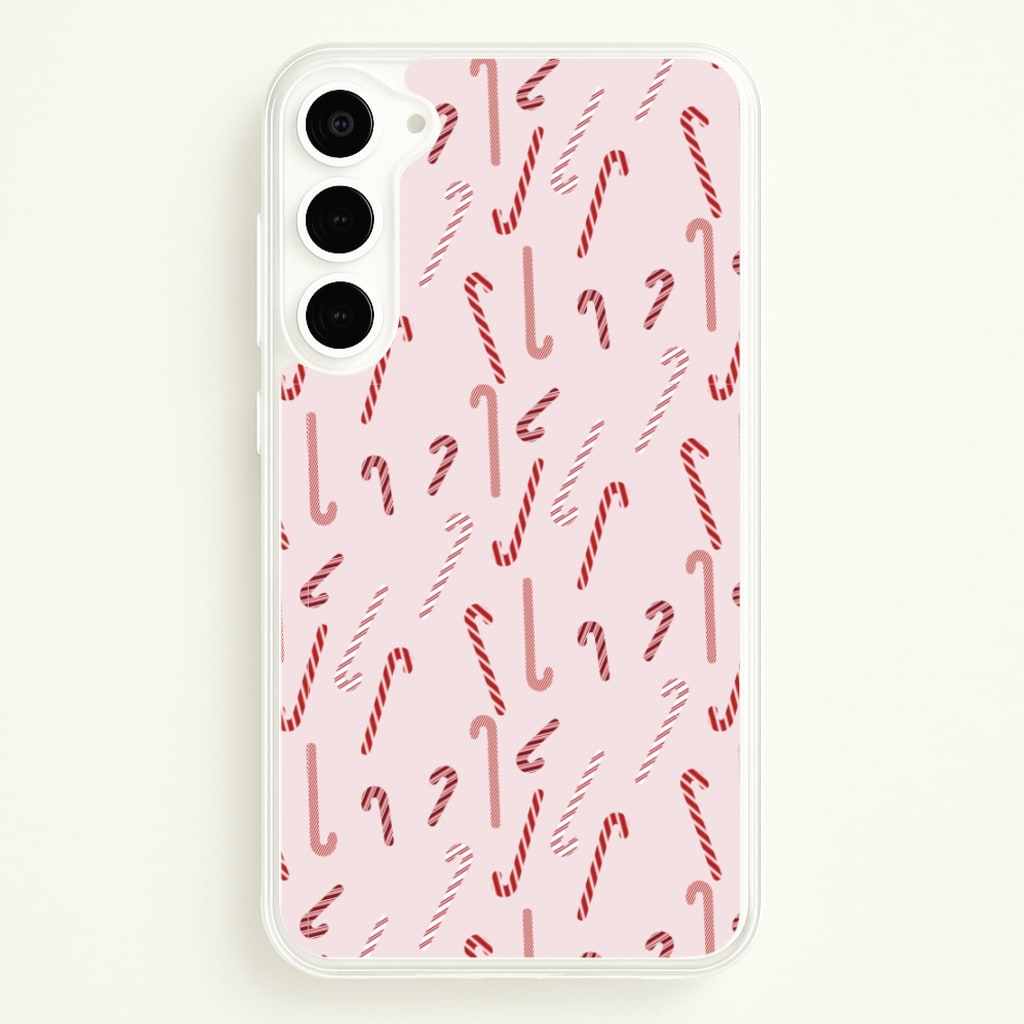 Pink Candycane Christmas Pattern - Christmas Phone Case for Galaxy S23 Plus