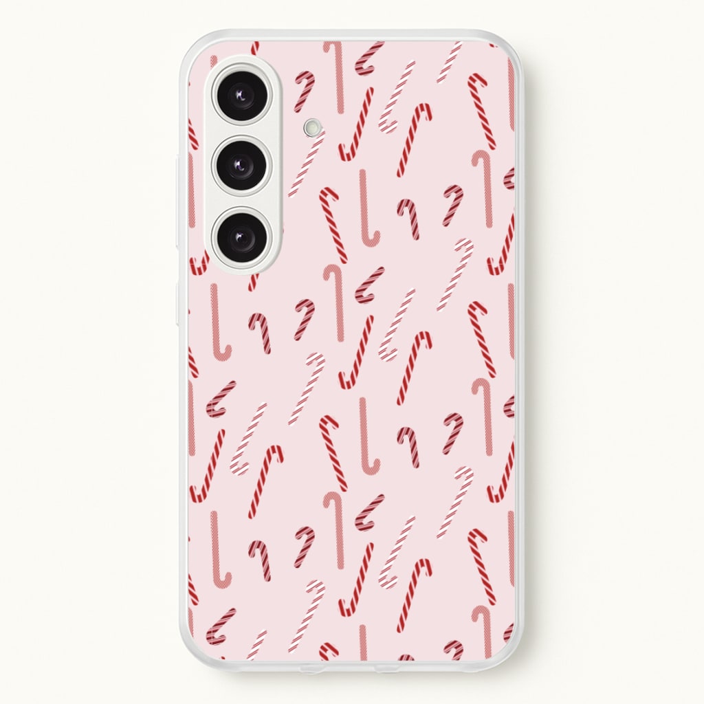 Pink Candycane Christmas Pattern - Christmas Phone Case for Galaxy S24FE