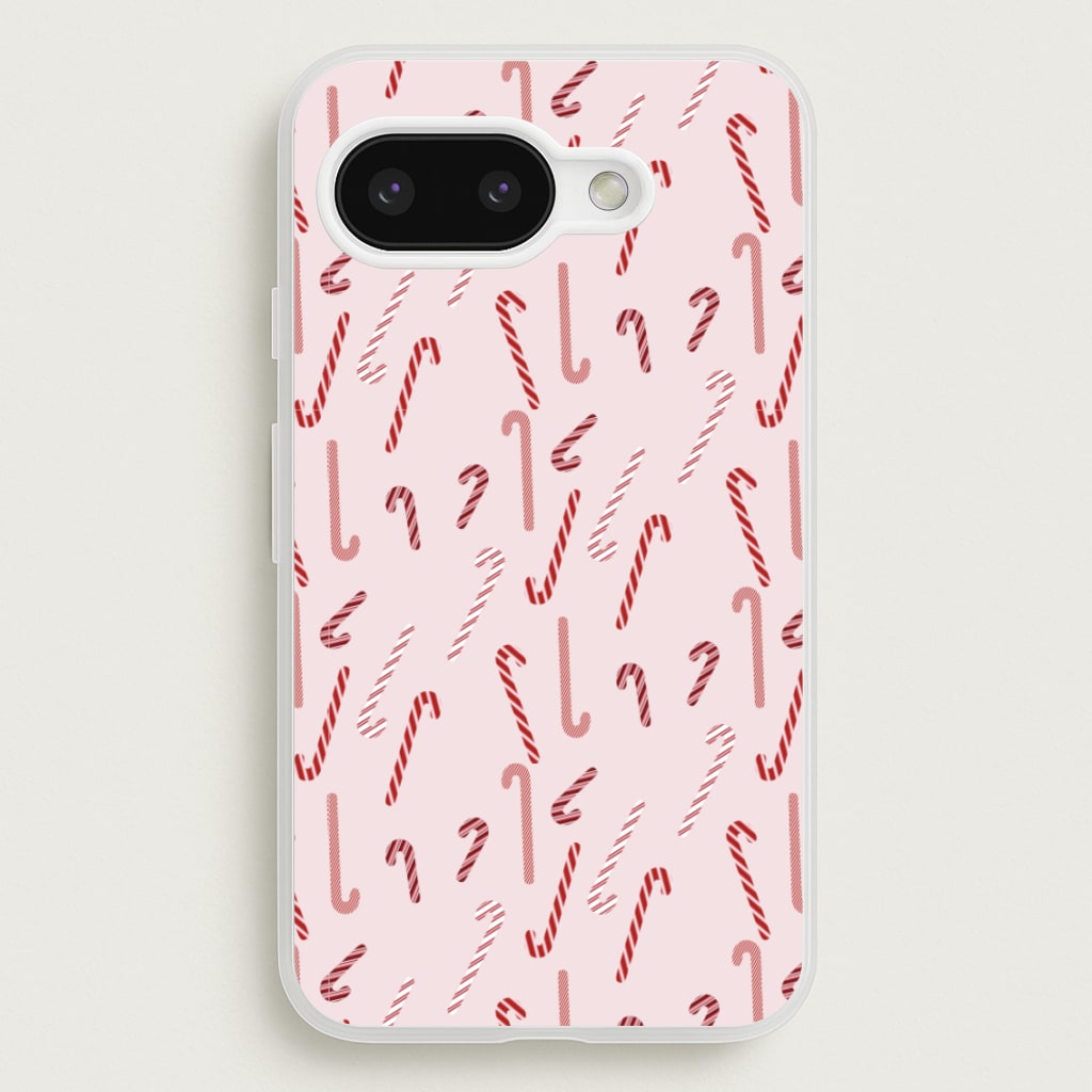Pink Candycane Christmas Pattern - Christmas Phone Case for Google Pixel 9a