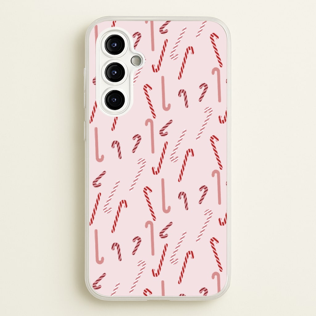 Pink Candycane Christmas Pattern - Christmas Phone Case for Galaxy A54