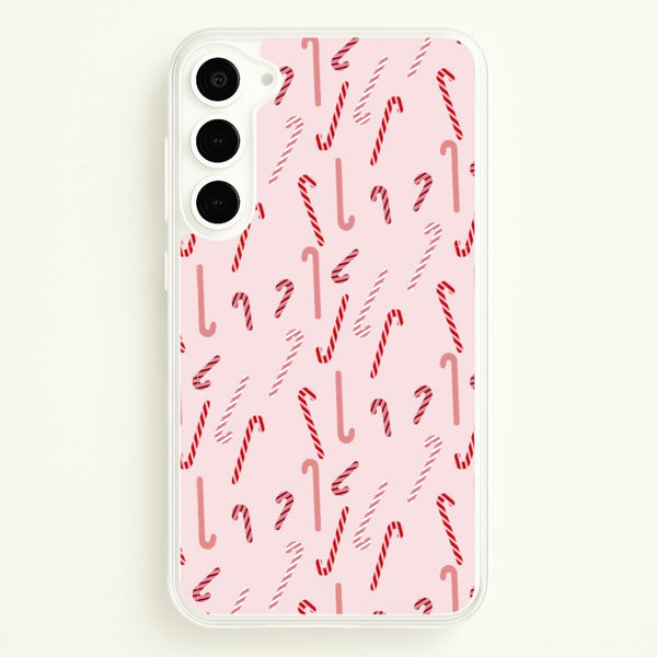 Pink Candycane Christmas Pattern - Christmas Phone Case for Galaxy S23