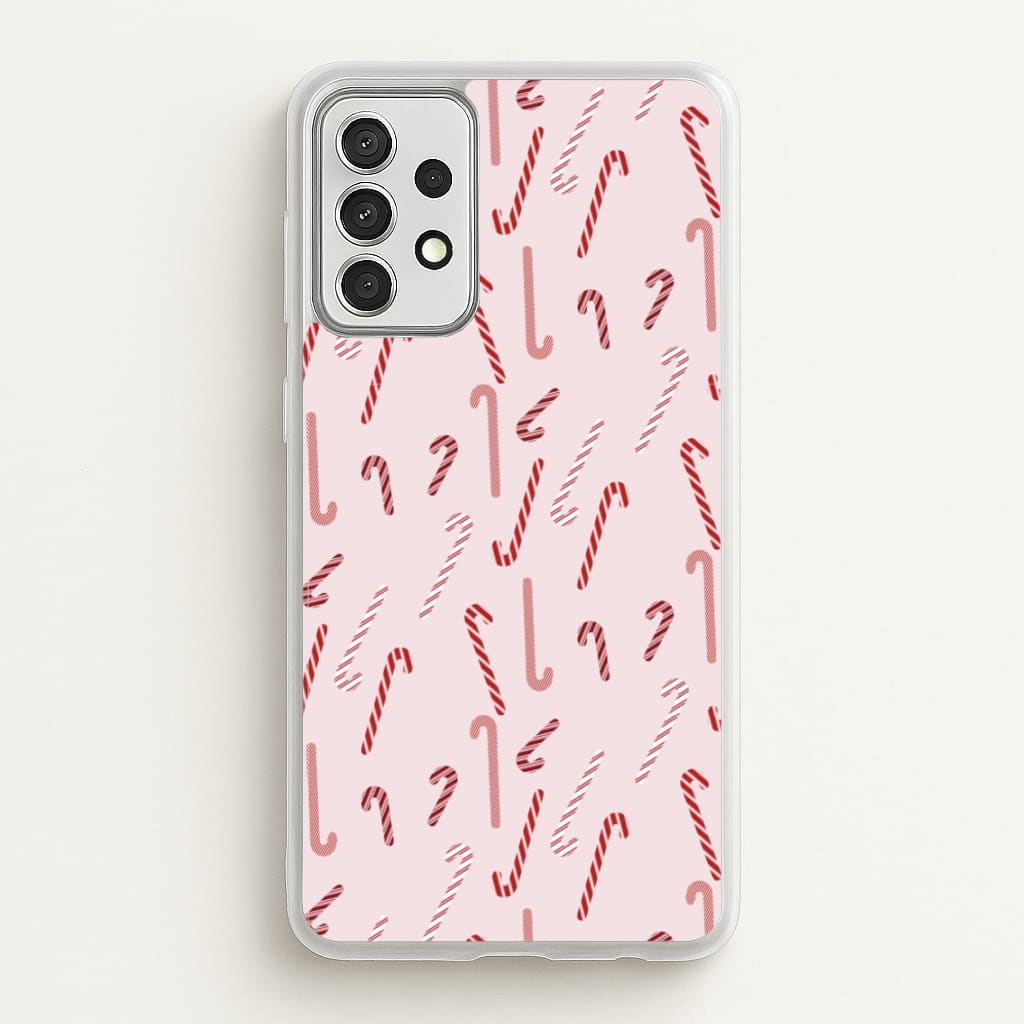 Pink Candycane Christmas Pattern - Christmas Phone Case for Galaxy A52 / A52s