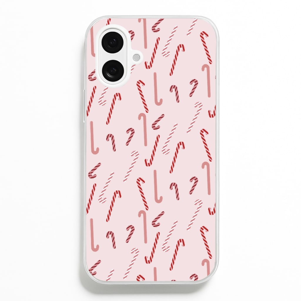 Pink Candycane Christmas Pattern - Christmas Phone Case for iPhone 16 Plus