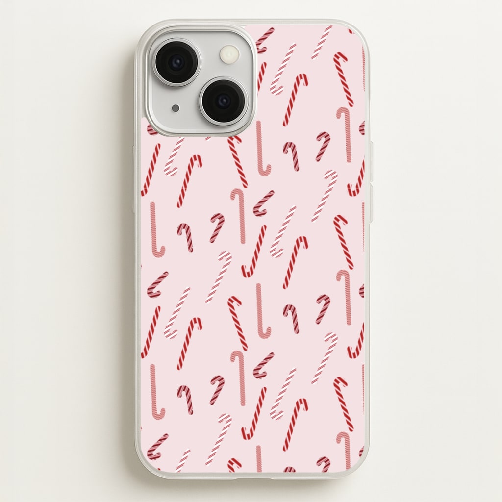 Pink Candycane Christmas Pattern - Christmas Phone Case for iPhone 13 Mini