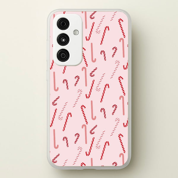Pink Candycane Christmas Pattern - Christmas Phone Case for Galaxy A35