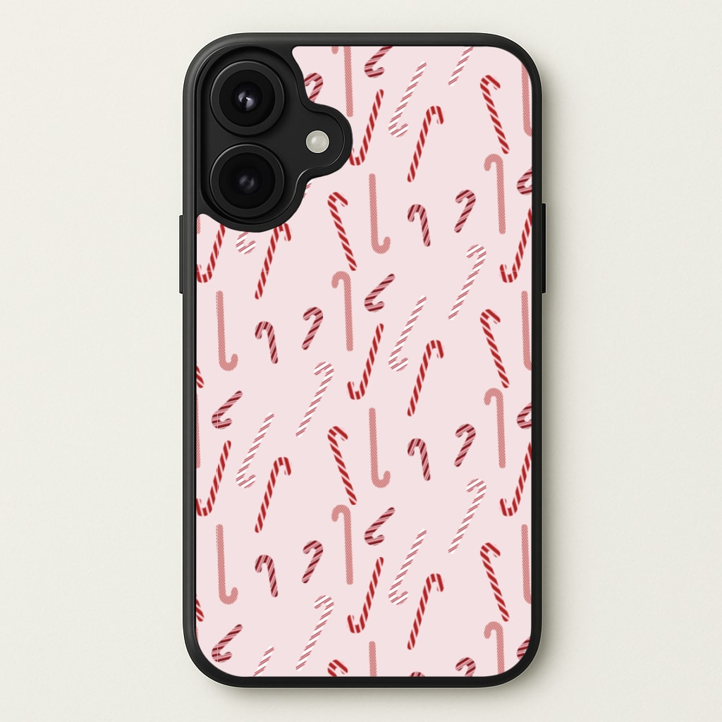 Pink Candycane Christmas Pattern Phone Case for iPhone 17