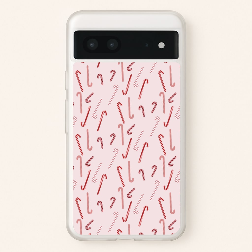 Pink Candycane Christmas Pattern - Christmas Phone Case for Google Pixel 7