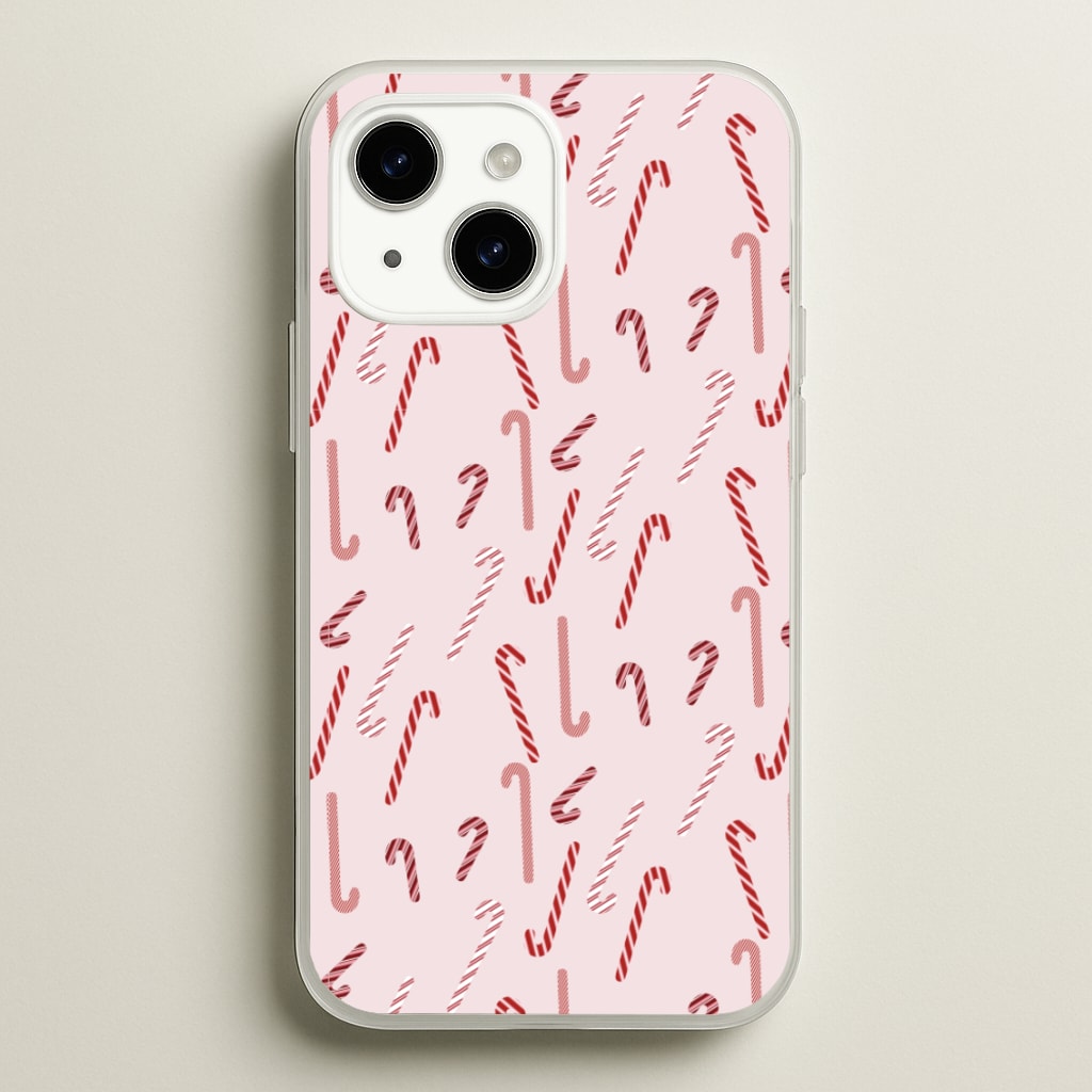 Pink Candycane Christmas Pattern - Christmas Phone Case for iPhone 15 Plus
