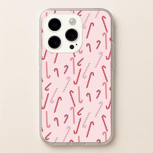 Pink Candycane Christmas Pattern - Christmas Phone Case for iPhone 15 Pro Max
