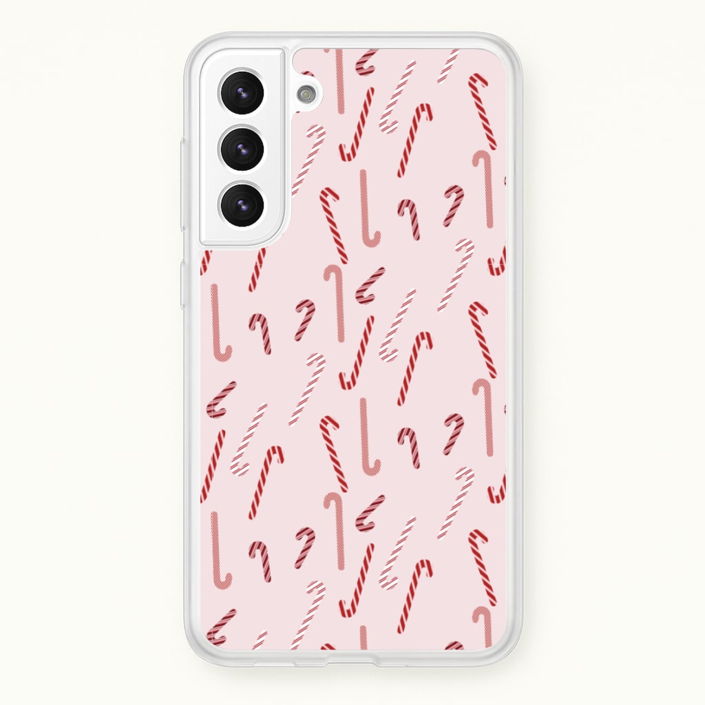 Pink Candycane Christmas Pattern - Christmas Phone Case for Galaxy S22