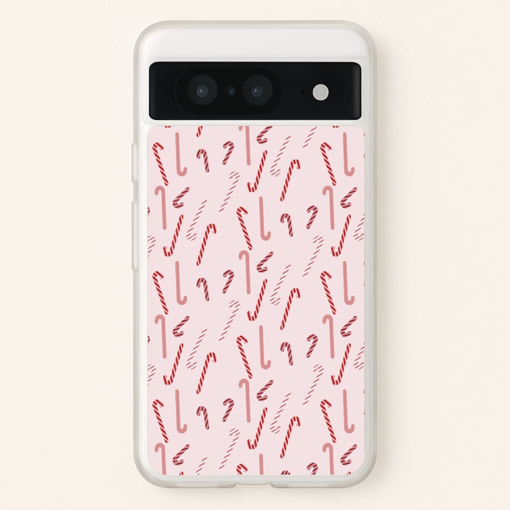 Pink Candycane Christmas Pattern - Christmas Phone Case for Google Pixel 8