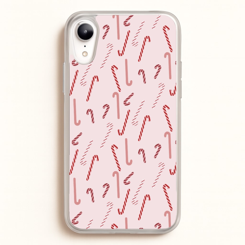 Pink Candycane Christmas Pattern - Christmas Phone Case for iPhone XR