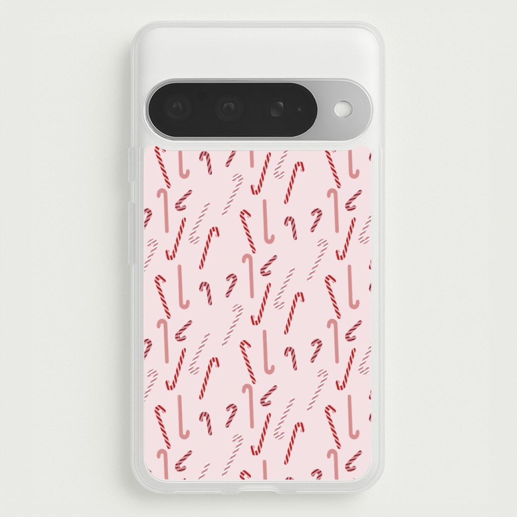 Pink Candycane Christmas Pattern Phone Case for Google Pixel 10 Pro XL
