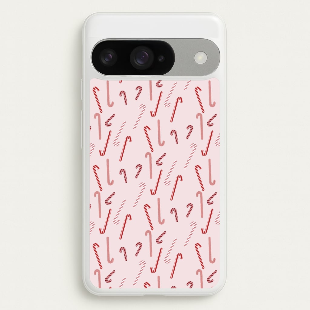 Pink Candycane Christmas Pattern Phone Case for Google Pixel 10 / 10 Pro