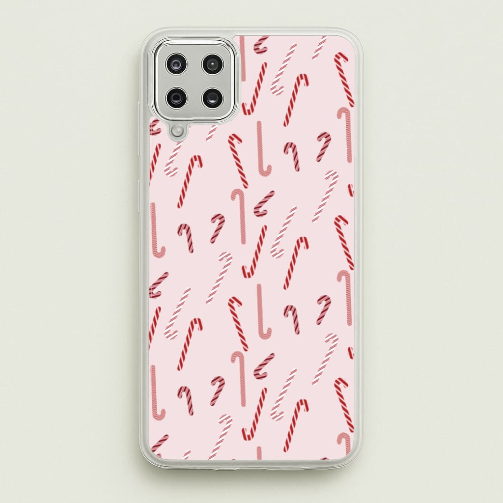 Pink Candycane Christmas Pattern - Christmas Phone Case for Galaxy A12