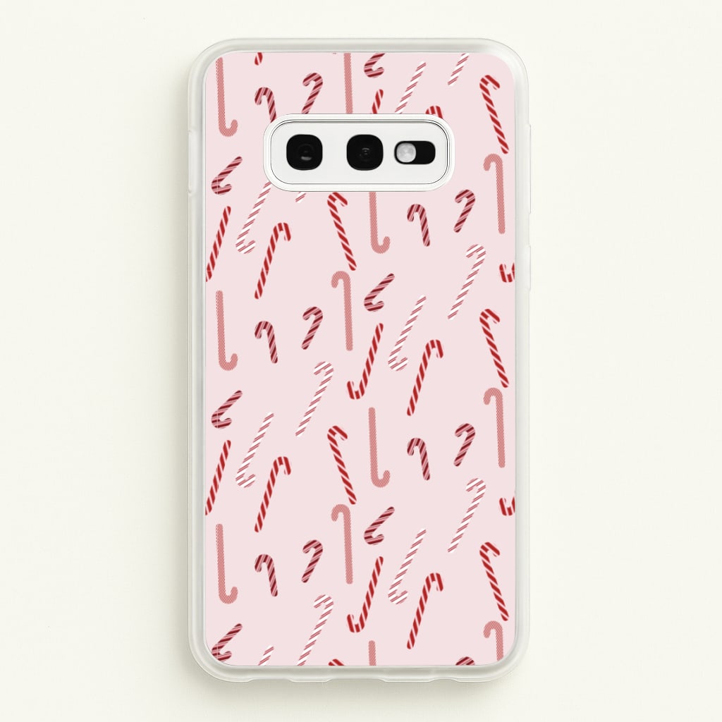 Pink Candycane Christmas Pattern - Christmas Phone Case for Galaxy S10e