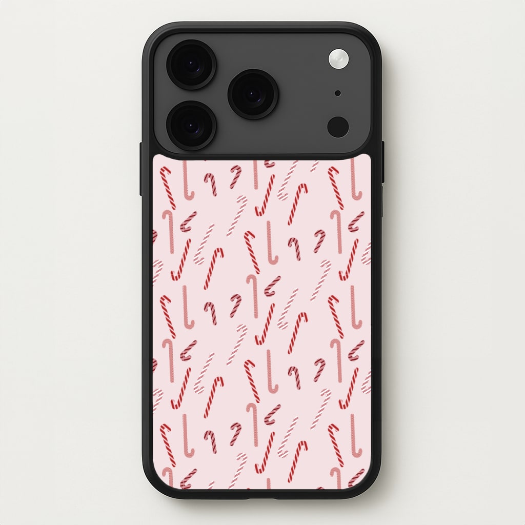 Pink Candycane Christmas Pattern Phone Case for iPhone 17 Pro Max