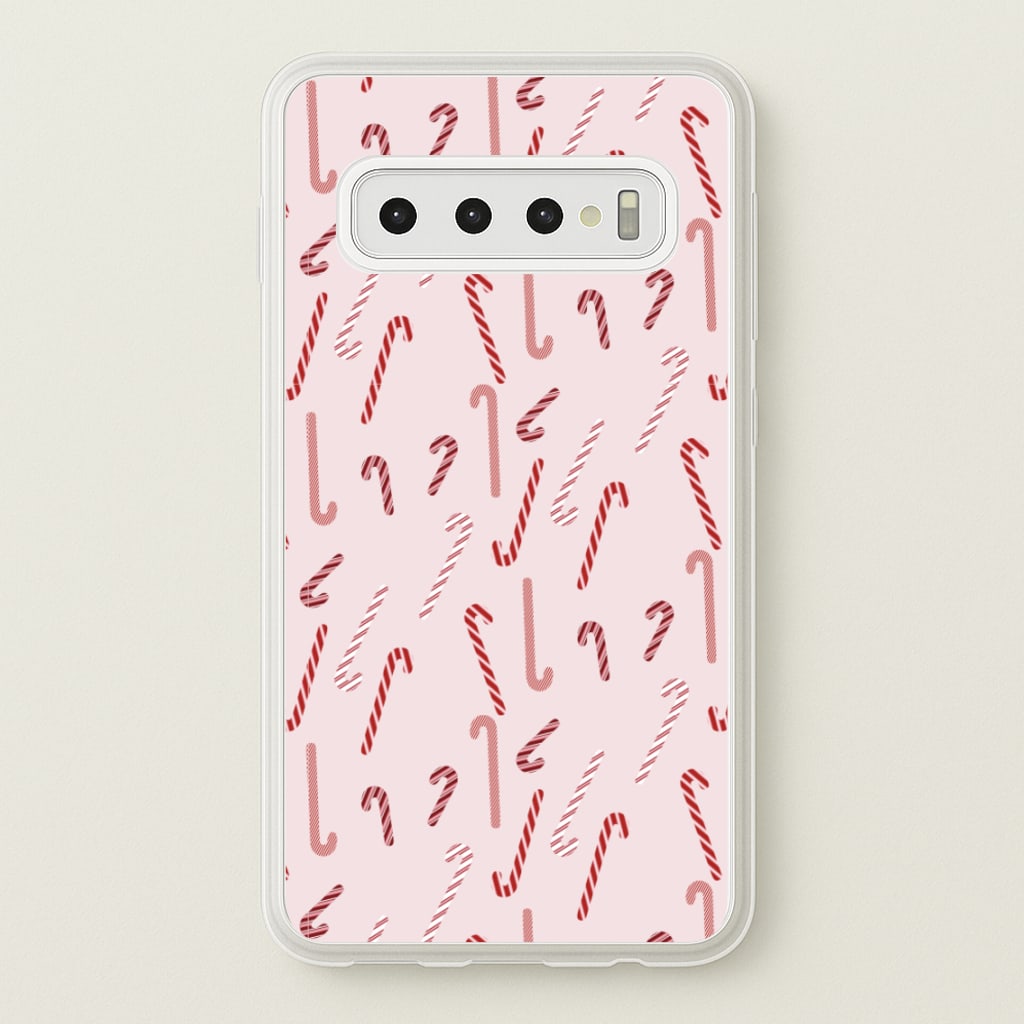 Pink Candycane Christmas Pattern - Christmas Phone Case for Galaxy S10 Plus