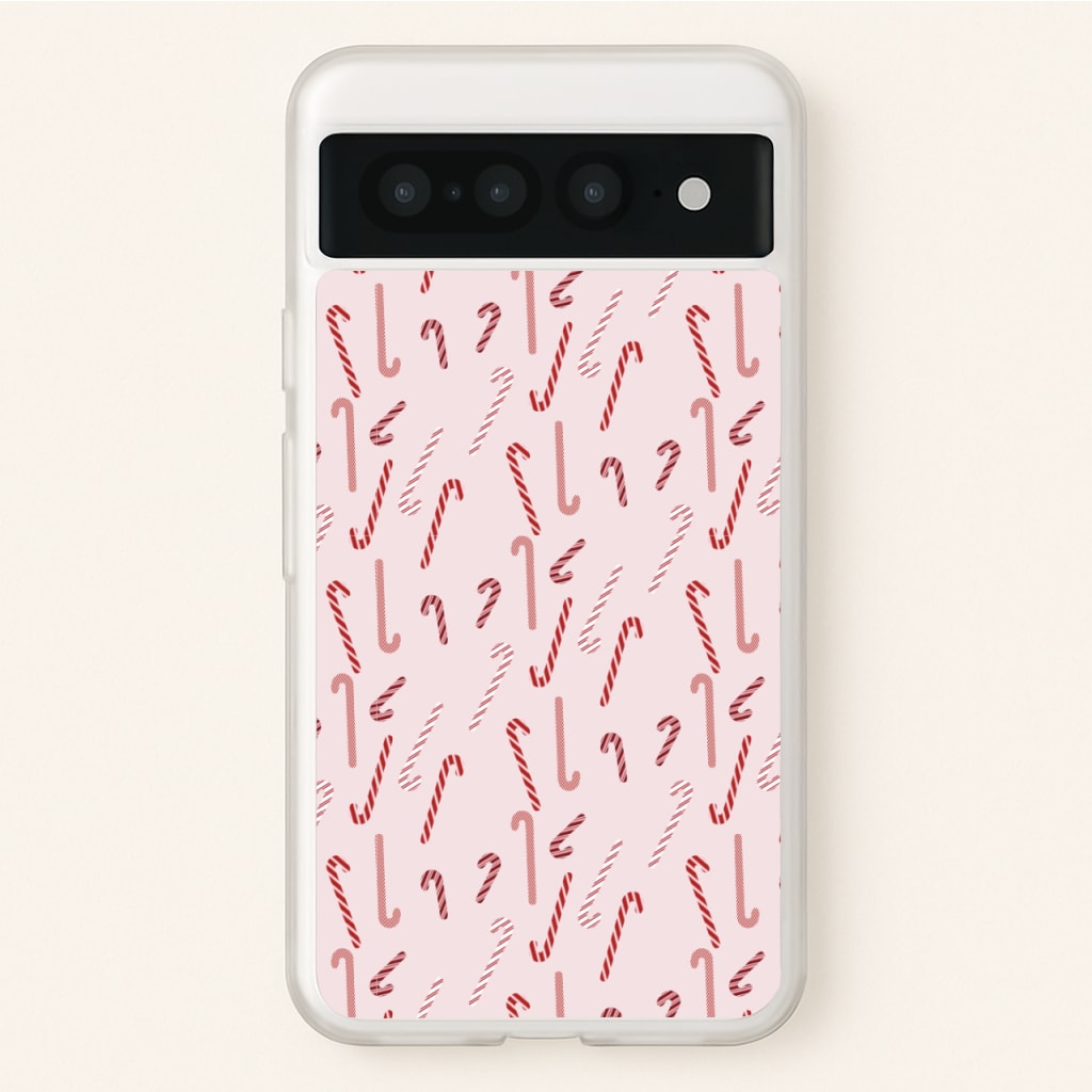Pink Candycane Christmas Pattern - Christmas Phone Case for Google Pixel 7 Pro