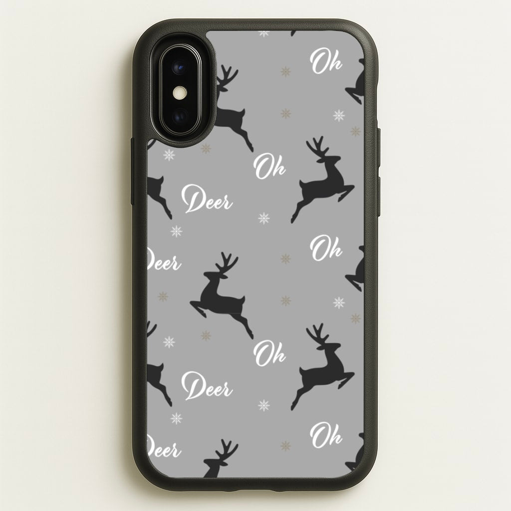 Oh Deer Christmas Pattern - Christmas Phone Case for iPhone X / XS