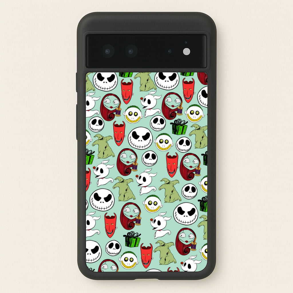 TNBC Characters Pattern - Christmas Phone Case for Google Pixel 6