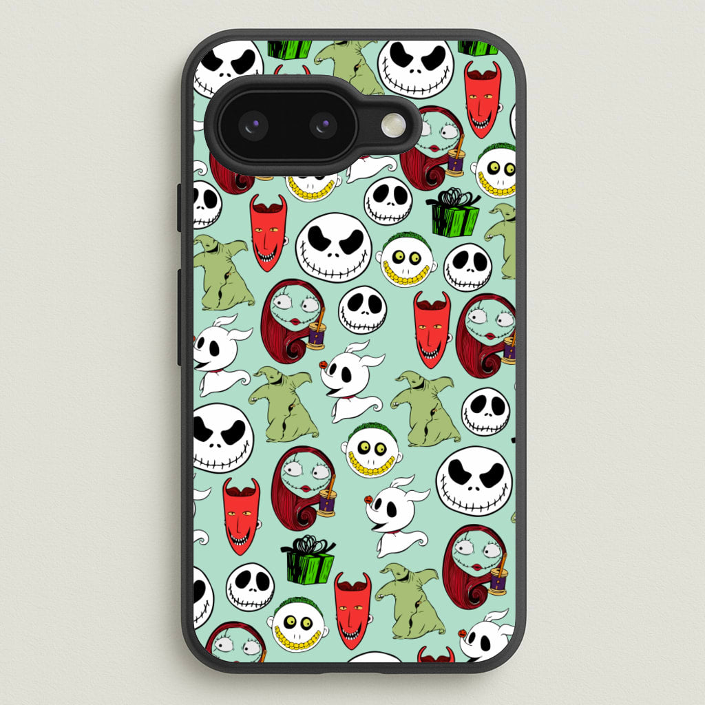 TNBC Characters Pattern - Christmas Phone Case for Google Pixel 9a
