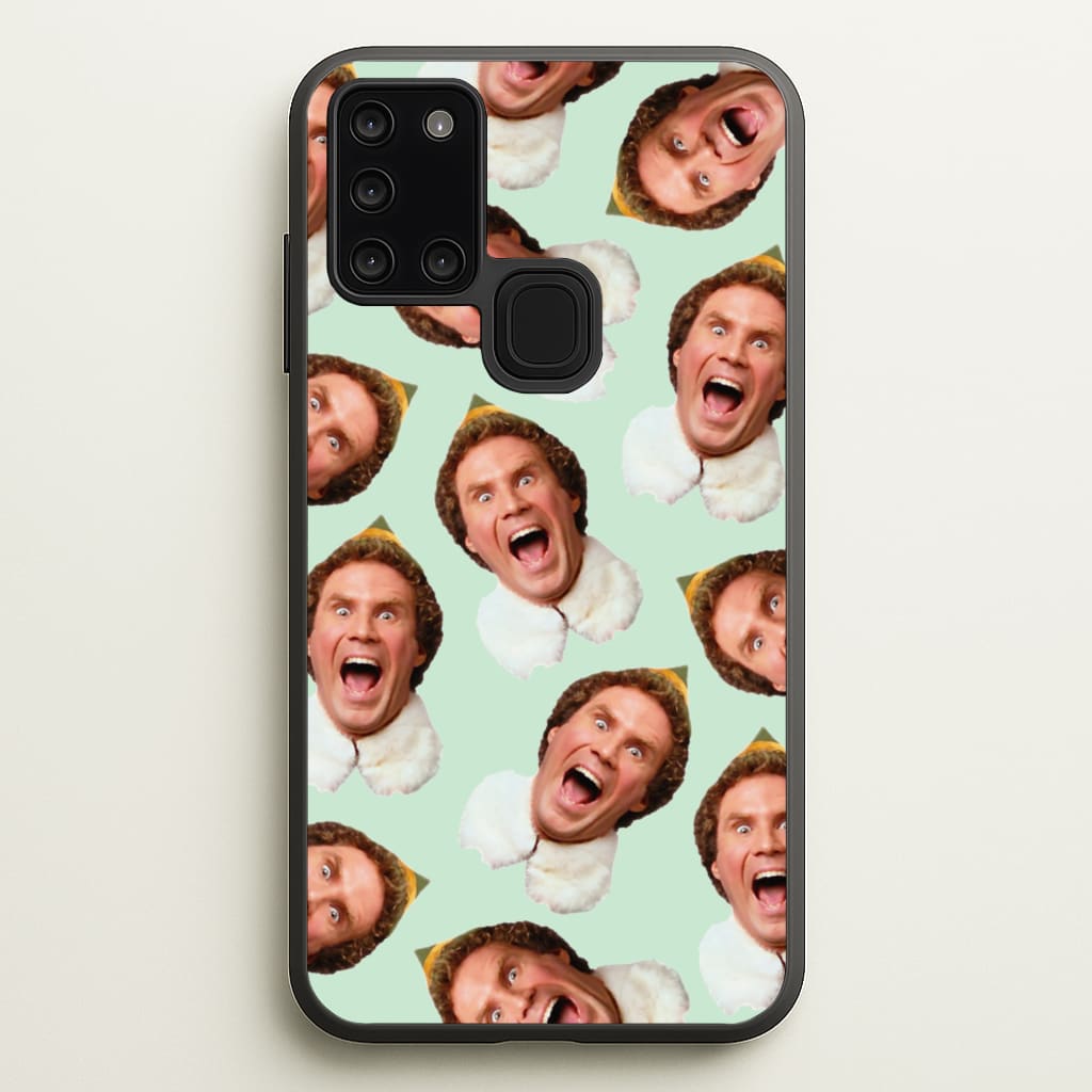 Green Elf Face - Christmas - Christmas Phone Case for Galaxy A21s