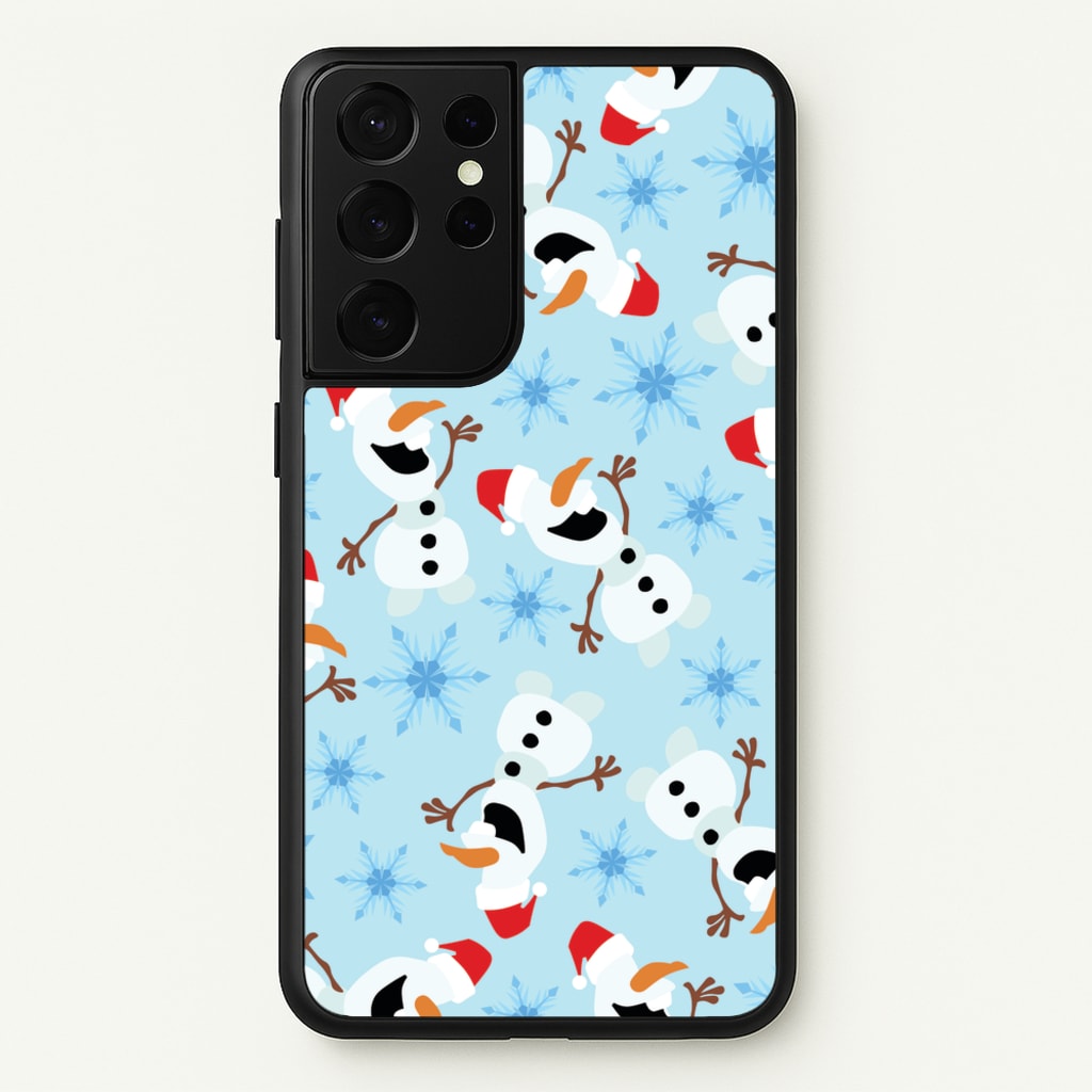 Snowman Pattern - Disney Christmas Phone Case for Galaxy S21 Ultra