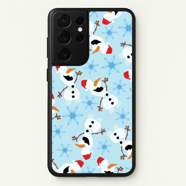 Snowman Pattern - Disney Christmas Phone Case for Galaxy S21 Ultra