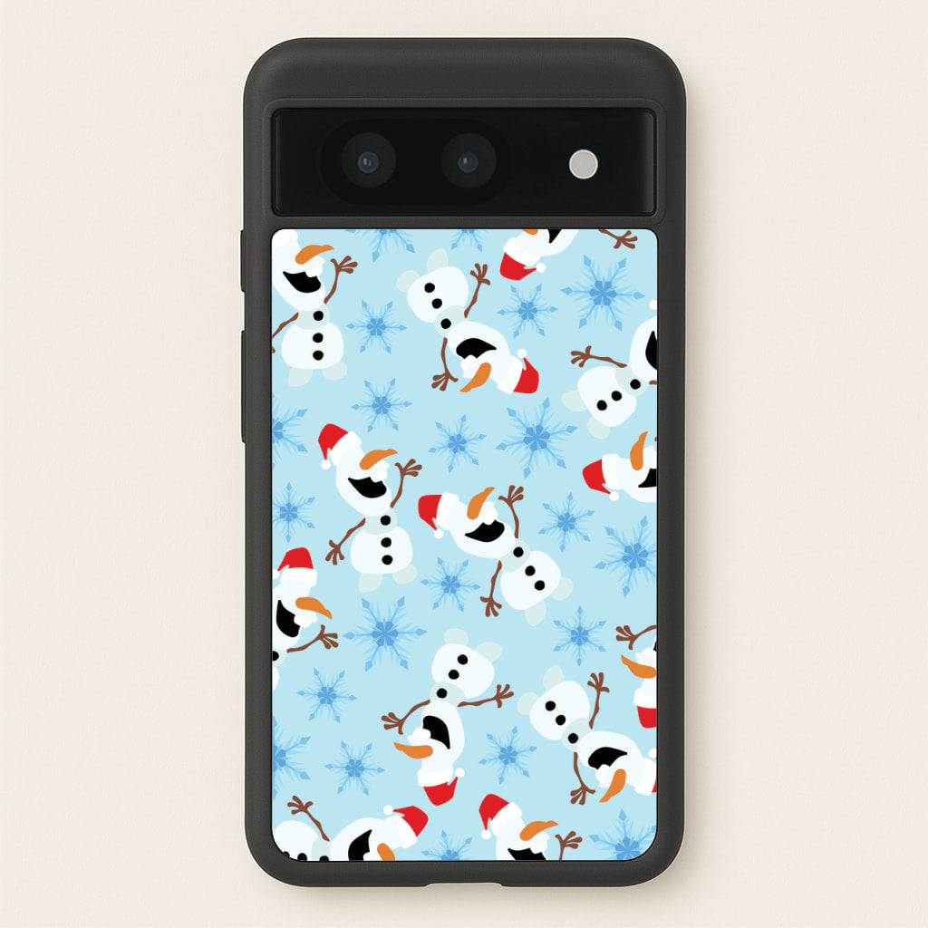 Snowman Pattern - Disney Christmas Phone Case for Google Pixel 8a