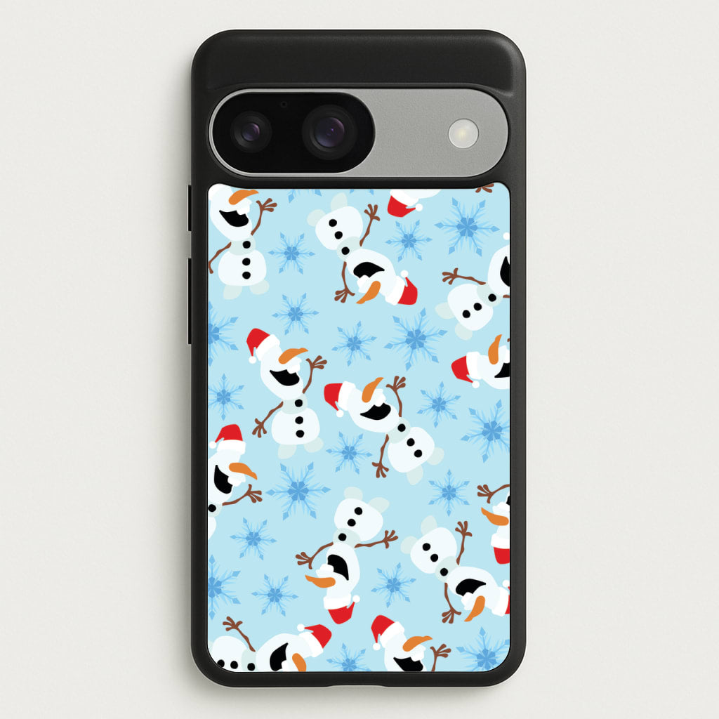 Snowman Pattern - Disney Christmas Phone Case for Google Pixel 9 / 9 Pro