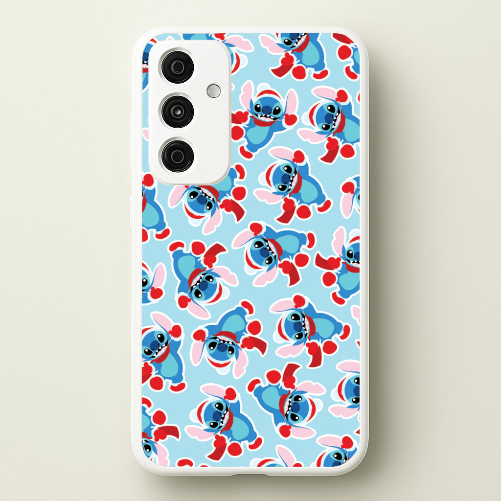 Blue Alien Christmas Pattern - Disney Christmas Phone Case for Galaxy A35