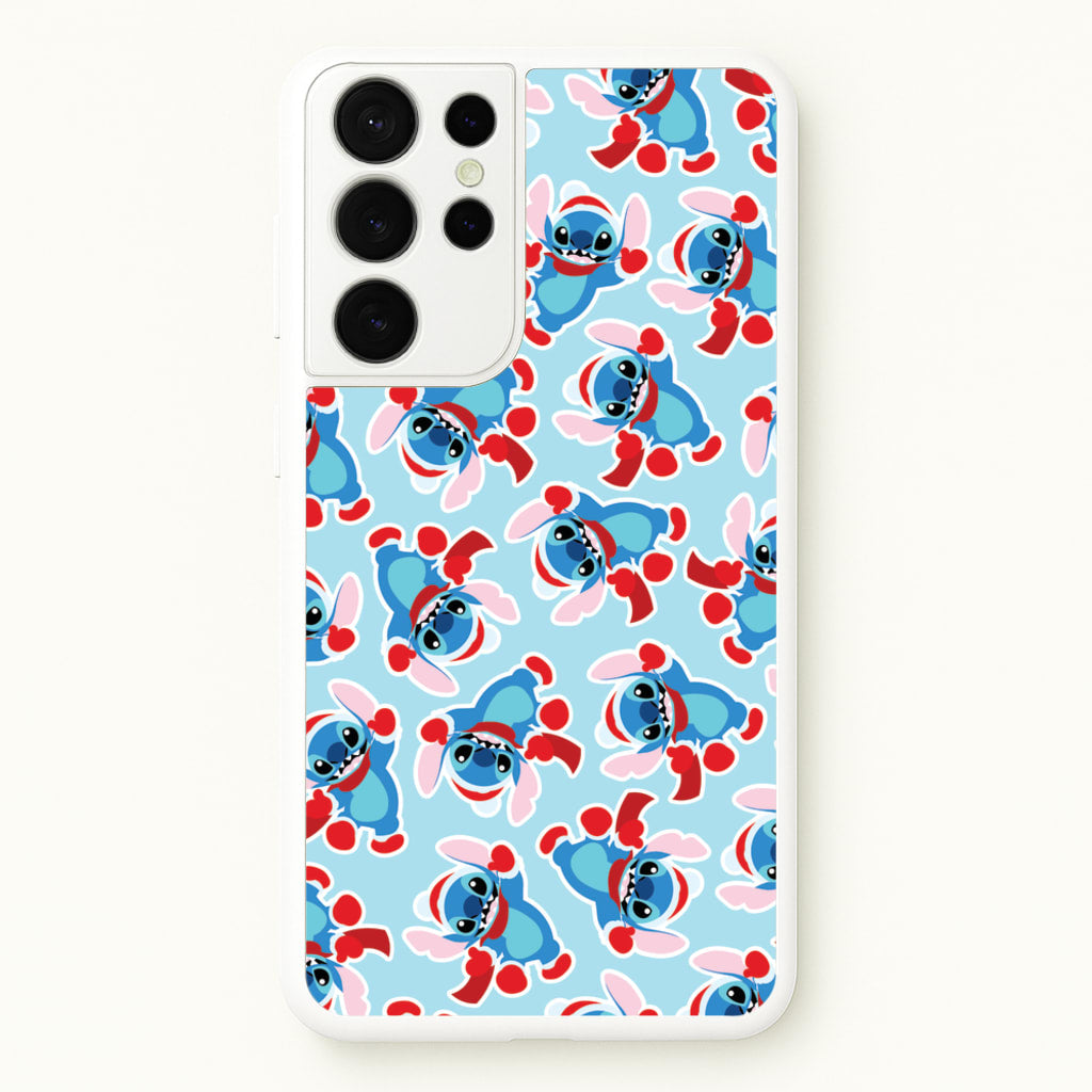 Blue Alien Christmas Pattern - Disney Christmas Phone Case for Galaxy S21 Ultra